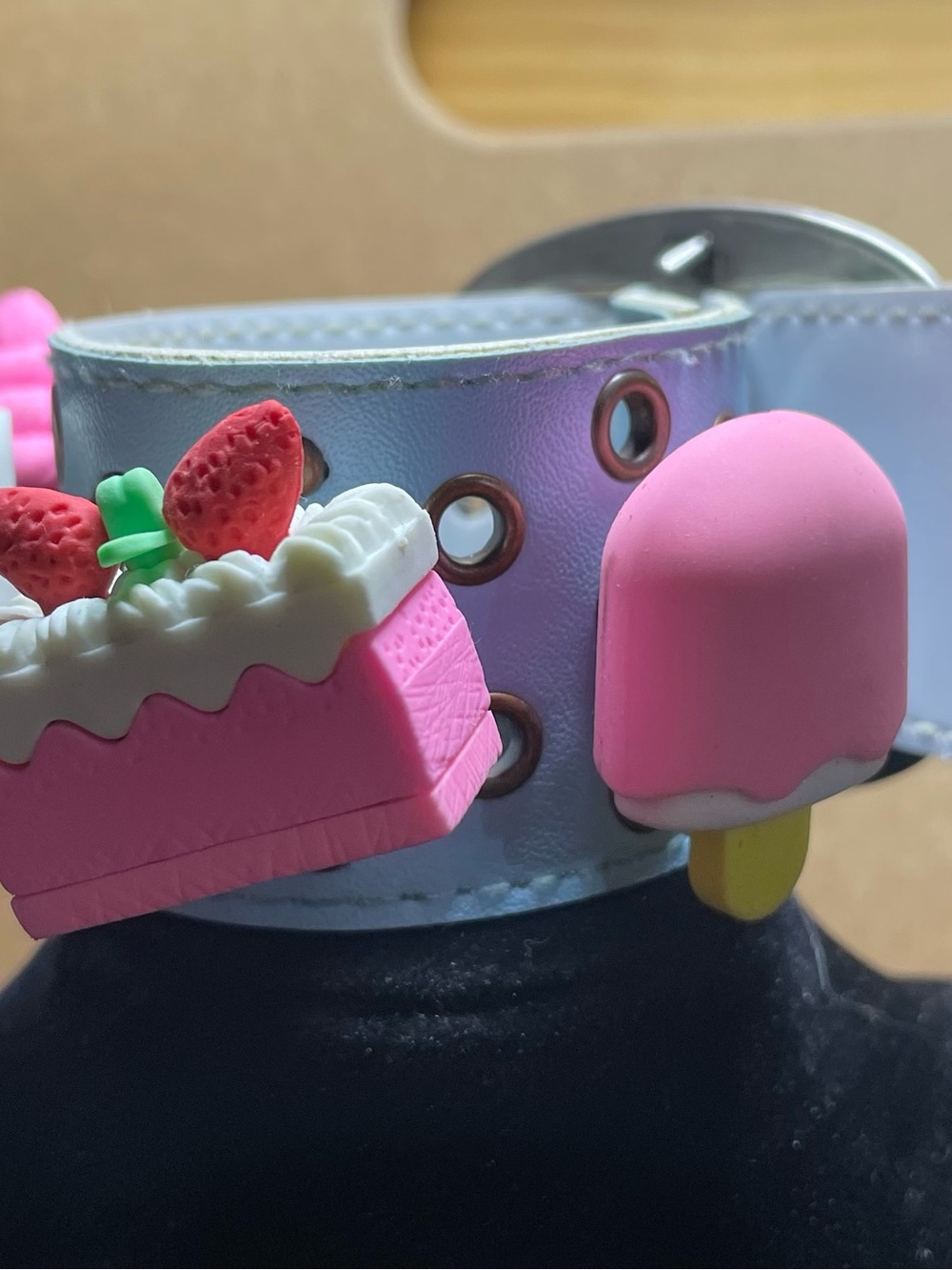 Whimsical Pink and Blue Dessert Charm Bracelet with Cake & Ice Cream Charms
